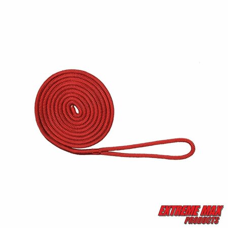 EXTREME MAX Extreme Max 3006.2939 BoatTector Double Braid Nylon Dock Line - 1/2" x 15', Red 3006.2939